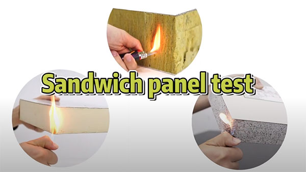 Fire and water resistance test of metal sheet sandwich panels