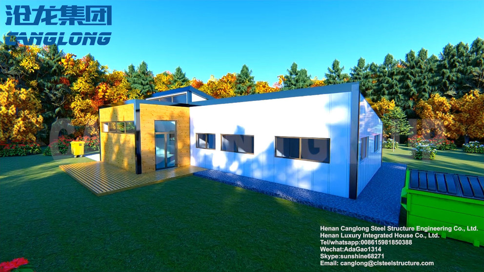 Rendering of prefab house designed and manufactured for Tongan customers